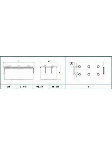TUDOR - TG2253 - Batería de arranque 215AH 1200A + IZQUIERDA 240X274X518