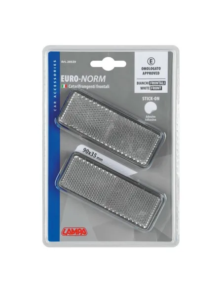 Reflectores Rectangulares Blancos 90X35 Mm 2 Piezas