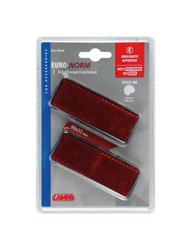 Reflectores Rectangulares Rojos 90X35 Mm 2 Piezas