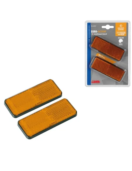 Reflectores Rectangulares Ambar 90X35 Mm 2 Piezas