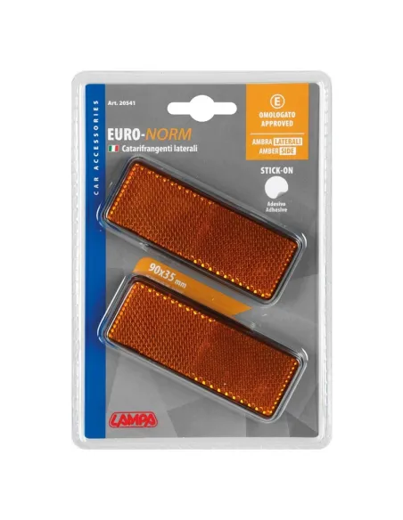 Reflectores Rectangulares Ambar 90X35 Mm 2 Piezas