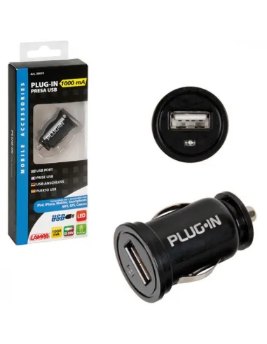 Enchufe Mechero Plug-In 1 Usb Indicador Led 1000Ma 12/24V