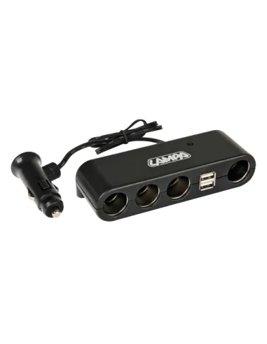 Enchufe Mechero 4 Tomas 5A + 2 Usb 1A Cable 60...