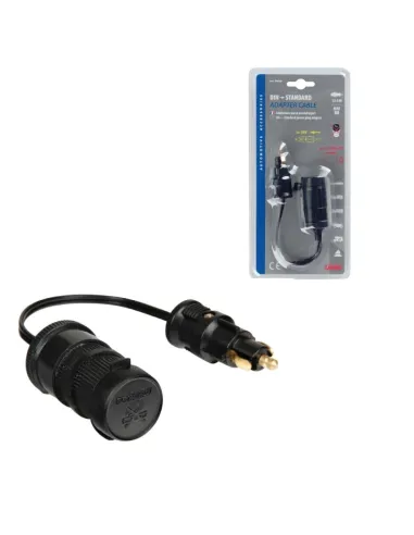 Adaptador Enchufe Mechero Standard+Din Con Alargador 12/24V 8A