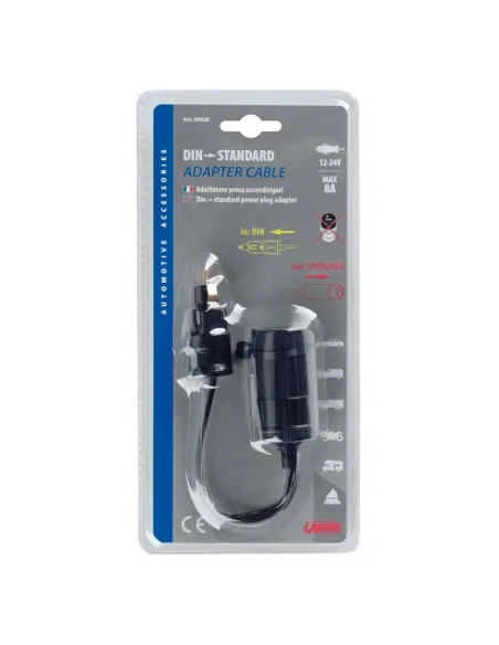 Adaptador Enchufe Mechero Standard+Din Con Alargador 12/24V 8A