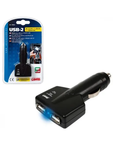 Enchufe Mechero 2 Puertos Usb 12/24V 1000Ma