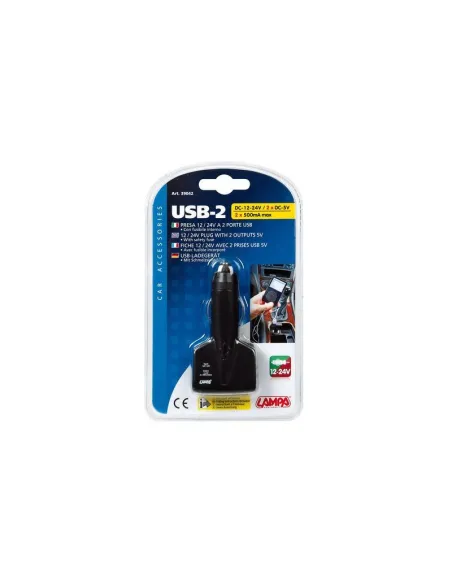 Enchufe Mechero 2 Puertos Usb 12/24V 1000Ma