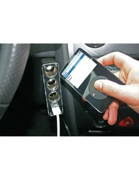 Adaptador Enchufe Mechero Duo-4 3 Tomas 1 Usb 12/24V