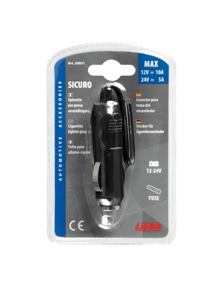 Enchufe Mechero Sicuro Indicador Led Fusible Max 10A 12/24V