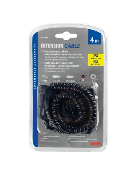Enchufe Mechero Con Alargador Espiral 4 M Luz Led 12/24V