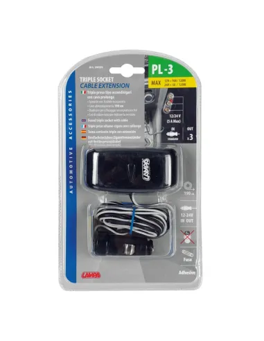 Enchufe Mechero Pl3 3 Tomas Cable 2 M Fusible...