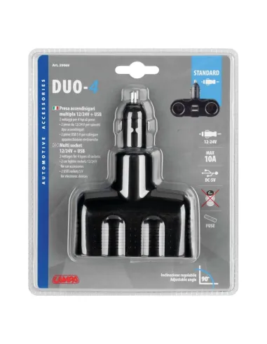 Toma Mechero Duo-4 2 Tomas Standard 2 Usb 12/24V