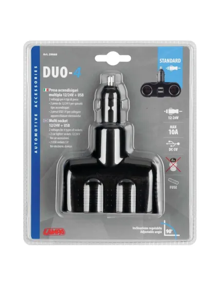 Toma Mechero Duo-4 2 Tomas Standard 2 Usb 12/24V