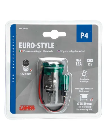 Toma Mechero Europeo P4 Con Luz 12V