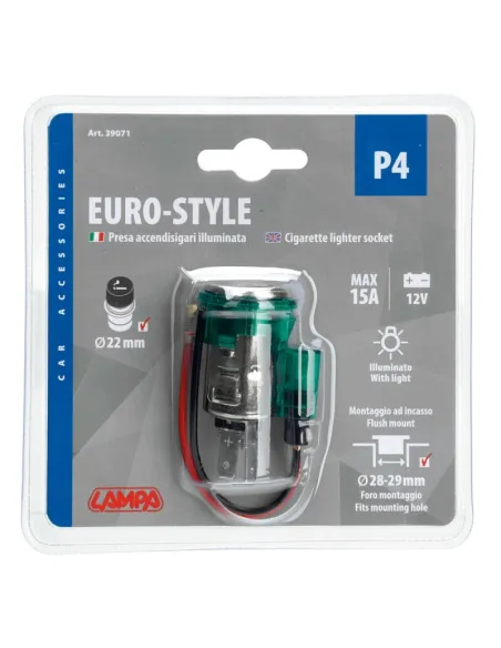 Toma Mechero Europeo P4 Con Luz 12V