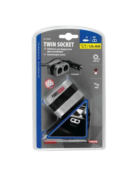 Enchufe Mechero 2 Tomas Standard 12/24V 10A 200 Cm Cable