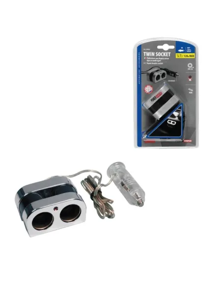 Enchufe Mechero 2 Tomas Standard 12/24V 10A 200 Cm Cable