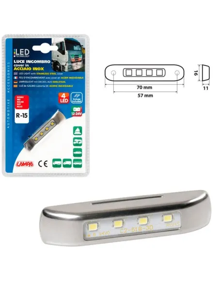 Luz De Galibo 4 Led Acero 12/24V Roja