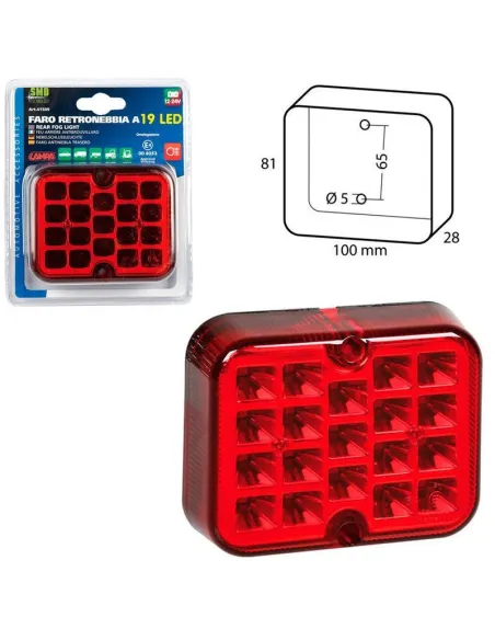 Faro Antiniebla 19 Led 12/24V Rojo