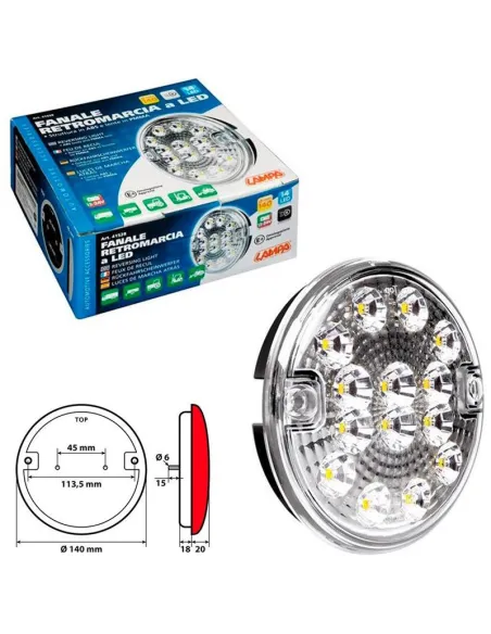 Faro Trasero Redondo Marcha Atras 14 Led 12/24V Homologacion E