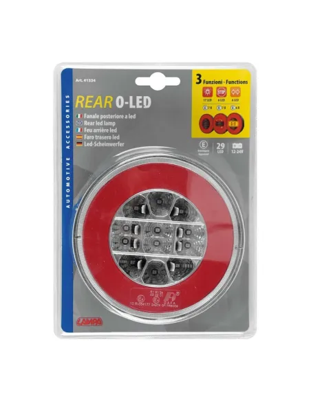 Faro Trasero Redondo 29 Led 12/24V 3 Funciones Homologacion E