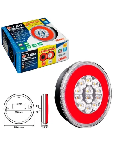 Faro Trasero Redondo 29 Led 12/24V  Marcha Atras Y Posicion Homologacion E