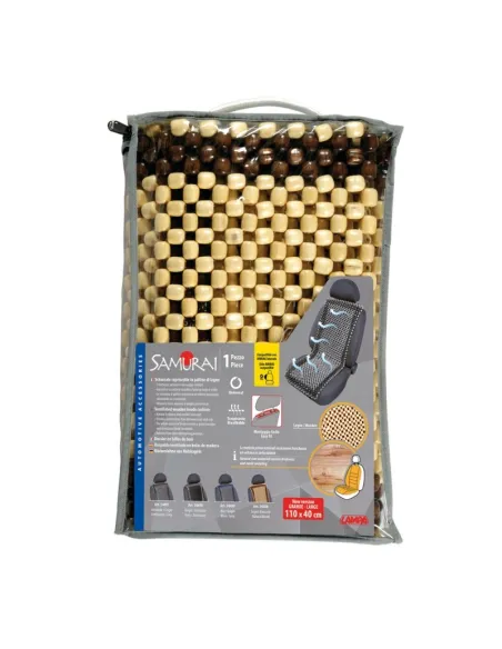 Respaldo Asiento Bolas Madera "Samurai" Natural Y Marron