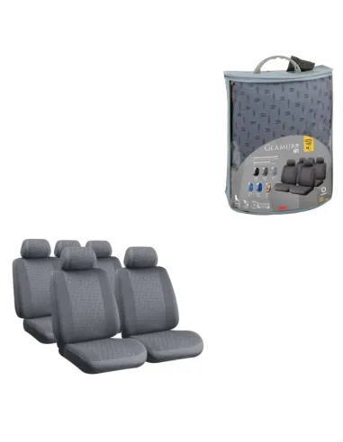 Funda Asiento Glamur En Poliester 8 Piezas Gris