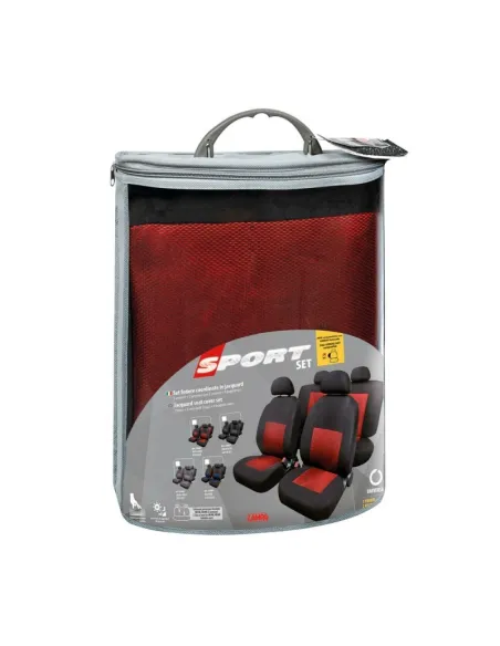 Funda Asiento Deportivo En Poliester 8 Piezas Roja/Negro