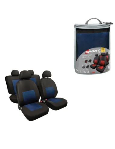 Funda Asiento Deportivo En Poliester 8 Piezas Negro/Azul