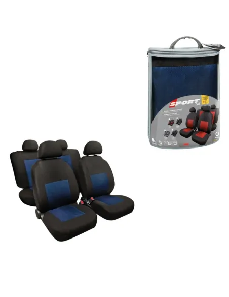 Funda Asiento Deportivo En Poliester 8 Piezas Negro/Azul