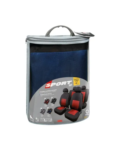 Funda Asiento Deportivo En Poliester 8 Piezas Negro/Azul