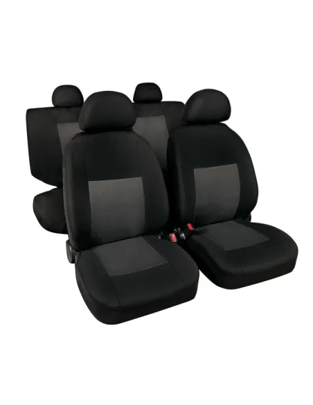 Funda Asiento Clasico En Poliester 8 Piezas Gris/Negro