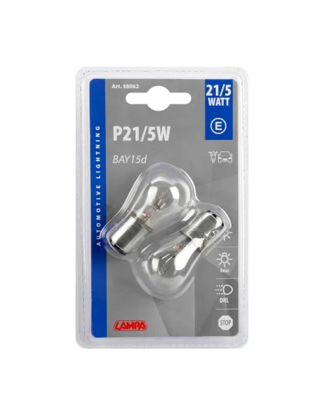Lampara P21/5W  2 Filamentos 12V Ba415D Homologacion E (Blister 2 Unidades)