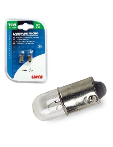 Lampara Tw4 12V 4W Ba9S Con Casquillo Homologacion E (Blister 2 Unidades)