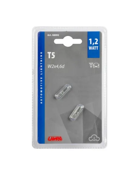 Lampara T5 12V 1,2W W2X4,6D Homologacion E (2 Unidades)