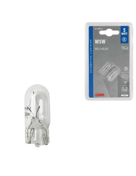 Lampara W5W 12V 5W W2,1X9,5D Sin Casquillo Homol. E (2 Unidades)