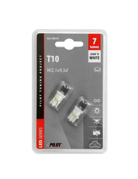 Lampara T10 Led Blanca 12V W2,1X9,5D (2 Unidades)