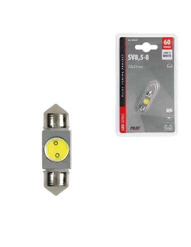 Lampara Hyper Led Siluro 12V 10X31Mm 1Smd 2 Chips Sv8,5-8 (Blister 1 Unidad)