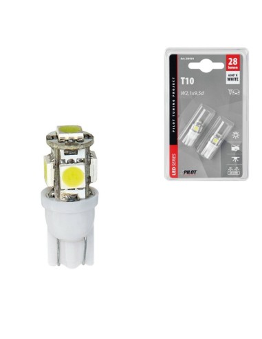 Lampara T10 Hyper Led 12V 5 Smd X 3 Chips W2,1X9,5 (Blister 2 Unidades)