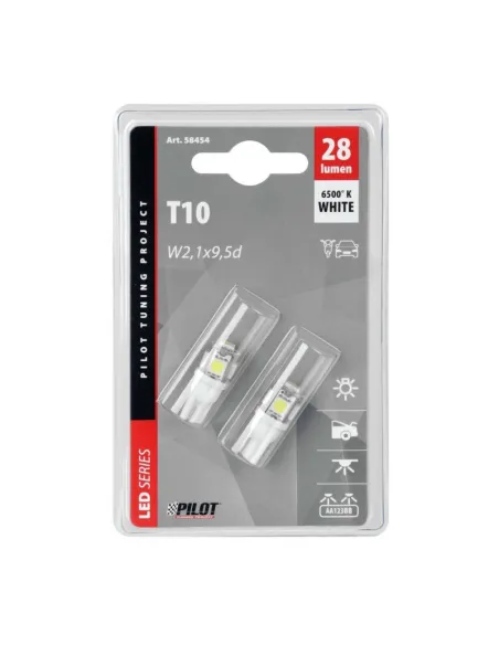 Lampara T10 Hyper Led 12V 5 Smd X 3 Chips W2,1X9,5 (Blister 2 Unidades)