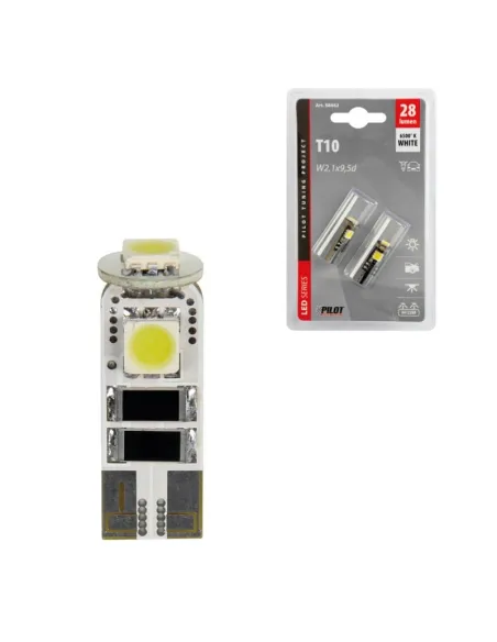 Lampara T10 Hyper Led 12V 3Smd 3 Chips W2,1X9,5D (Blister 2 Unidades)