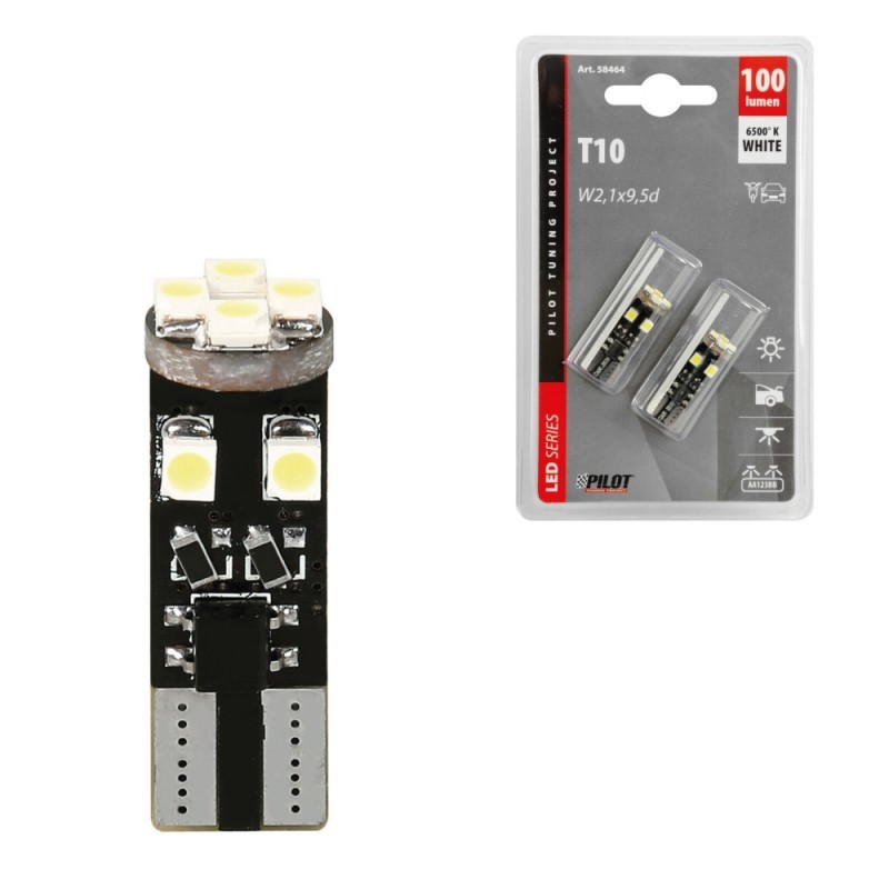 Lampara Hyper Micro Led Blanca T10 12V 8Smd 3 Chips 2 Unidades