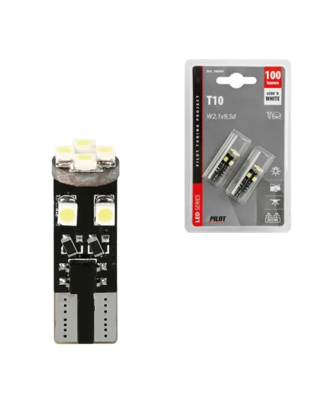 Lampara Hyper Micro Led Blanca T10 12V 8Smd 3 Chips 2 Unidades