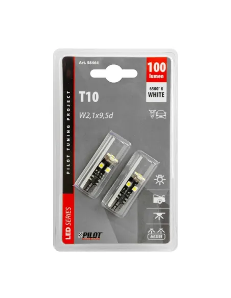 Lampara Hyper Micro Led Blanca T10 12V 8Smd 3 Chips 2 Unidades