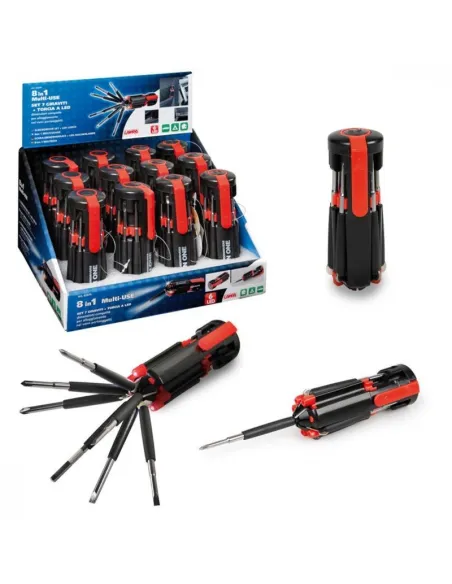 Destornillador 7 Puntas Diferentes Con Linterna Led