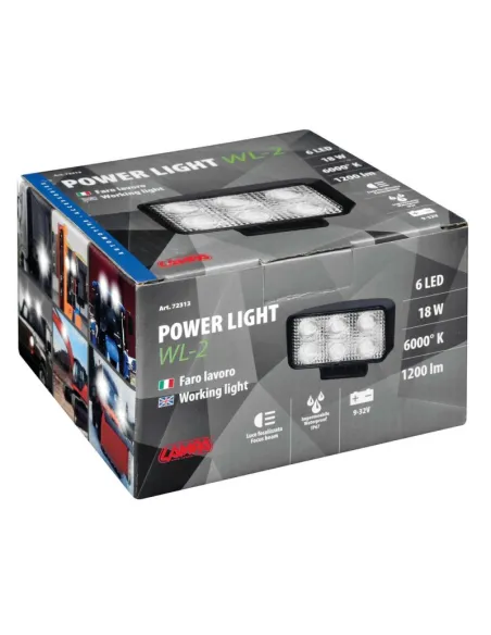 Faro Auxiliar Rectangular Blanco 6 Led 10/30V 18W