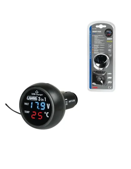 Enchufe Multifincion Termometro Voltimetro Toma Usb