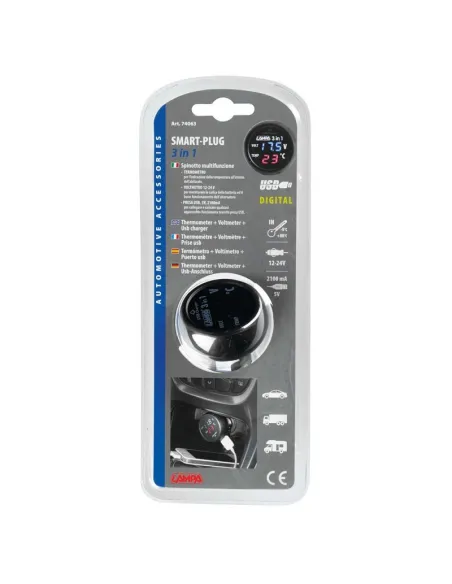 Enchufe Multifincion Termometro Voltimetro Toma Usb