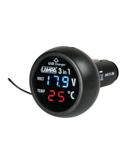 Enchufe Multifincion Termometro Voltimetro Toma Usb